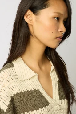 Polo En Coton Ajoure Raye Ecru - Lea<Gerard Darel Sale