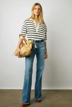 Polo En Coton A Rayures Blanc - Latefa<Gerard Darel Outlet