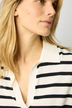 Polo En Coton A Rayures Blanc - Latefa<Gerard Darel Outlet