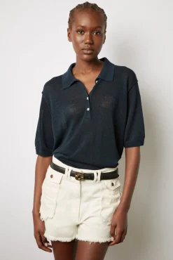 Polo En Lin Melange Marine - Lana<Gerard Darel Best