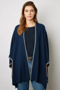 Poncho Cachemire Chevrons Marine - Landa<Gerard Darel Sale