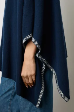 Poncho Cachemire Chevrons Marine - Landa<Gerard Darel Sale