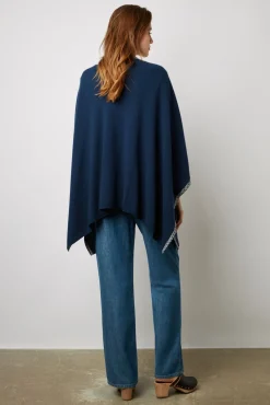 Poncho Cachemire Chevrons Marine - Landa<Gerard Darel Sale