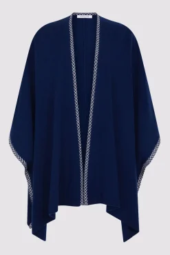 Poncho Cachemire Chevrons Marine - Landa<Gerard Darel Sale