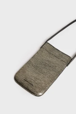 Porte Telephone En Cuir Lamine Effet Glitter - Ladyphone<Gerard Darel Outlet