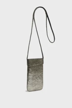 Porte Telephone En Cuir Lamine Effet Glitter - Ladyphone<Gerard Darel Outlet