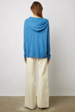 Pull Cachemire A Capuche Bleu - Leotina<Gerard Darel Sale