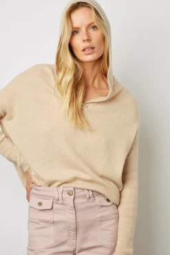 Pull Cachemire A Capuche Sable - Leotina<Gerard Darel Hot