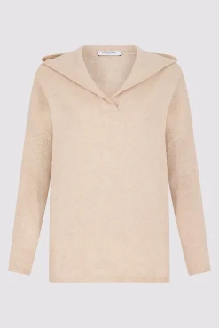 Pull Cachemire A Capuche Sable - Leotina<Gerard Darel Hot