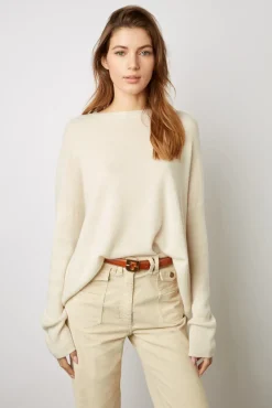 Pull Cachemire A Col Rond Ecru - Laurrea<Gerard Darel New