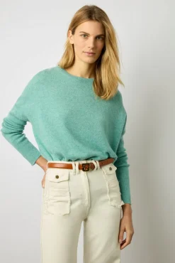 Pull Cachemire Col Rond Vert D'Eau - Laurrea<Gerard Darel Hot