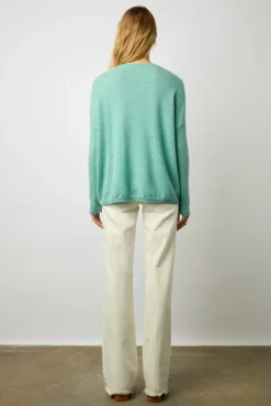 Pull Cachemire Col Rond Vert D'Eau - Laurrea<Gerard Darel Hot
