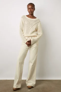 Pull Col Rond Ajoure Ecru - Leana<Gerard Darel Sale