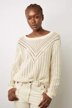 Pull Col Rond Ajoure Ecru - Leana<Gerard Darel Sale