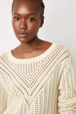 Pull Col Rond Ajoure Ecru - Leana<Gerard Darel Sale
