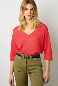 Pull Col V En Lin Ecrevisse - Lee<Gerard Darel New