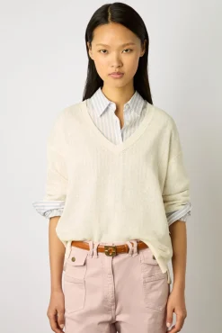 Pull Col V En Lin Ecru - Lee<Gerard Darel Hot