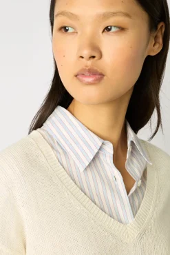 Pull Col V En Lin Ecru - Lee<Gerard Darel Hot