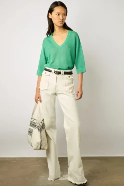 Pull Col V En Lin Emeraude - Lee<Gerard Darel Sale