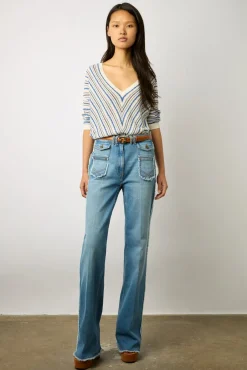 Pull En Lin Rayures Bleu Ocean - Lamia<Gerard Darel Online
