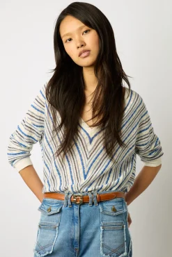 Pull En Lin Rayures Bleu Ocean - Lamia<Gerard Darel Online