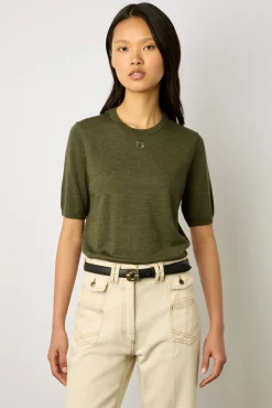 Pull Manches Courtes En Laine Kaki - Lysea<Gerard Darel Hot