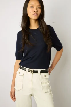 Pull Manches Courtes En Laine Marine - Lysea<Gerard Darel Fashion