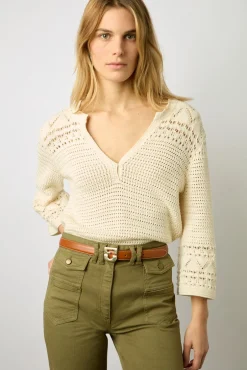Pull Tunisien En Coton Ajoure Ecru - Lessie<Gerard Darel Hot