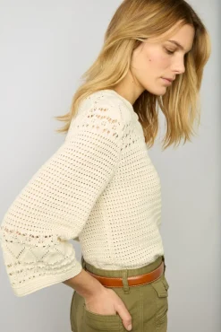 Pull Tunisien En Coton Ajoure Ecru - Lessie<Gerard Darel Hot