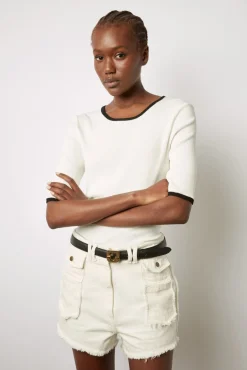 Pull Uni Bicolore A Cotes Ecru - Lamiss<Gerard Darel Sale