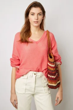 Pull V En Cachemire Corail - Ludovica<Gerard Darel New