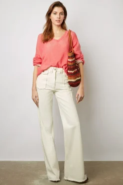 Pull V En Cachemire Corail - Ludovica<Gerard Darel New