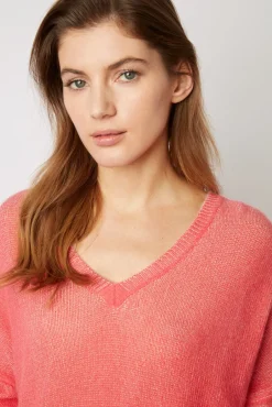 Pull V En Cachemire Corail - Ludovica<Gerard Darel New