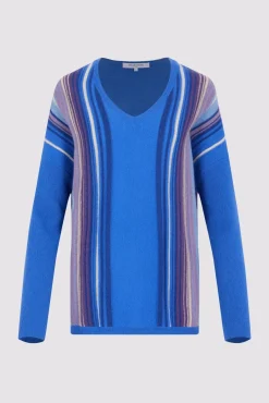 Pull V En Cachemire Raye Electrique - Lexa<Gerard Darel Fashion