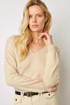 Pull V En Cachemire Sable - Lyme<Gerard Darel Outlet