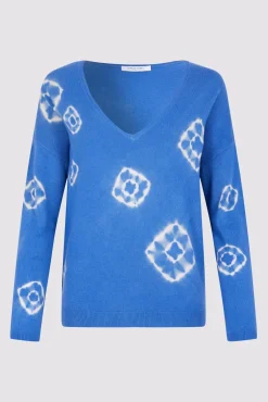 Pull V En Cachemire Tie & Dye Bleu - Lehnie<Gerard Darel Sale
