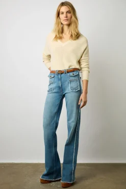 Pull V En Laine Et Coton Ecru - Lorie<Gerard Darel Outlet