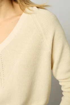 Pull V En Laine Et Coton Ecru - Lorie<Gerard Darel Outlet