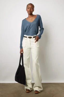 Pull V En Maille Fine Jeans - Lorelie<Gerard Darel Clearance