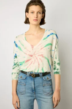 Pull V Etoile En Lin Vert D'Eau - Lance<Gerard Darel Sale