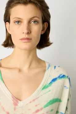 Pull V Etoile En Lin Vert D'Eau - Lance<Gerard Darel Sale