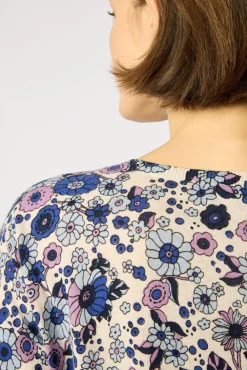Pull V Fleurs Lin Et Coton Naturel - Lylou<Gerard Darel New