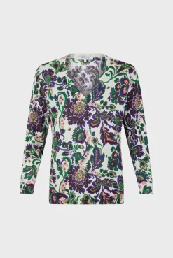 Pull V Lin Et Coton Imprime Ecru - Lylou<Gerard Darel Discount