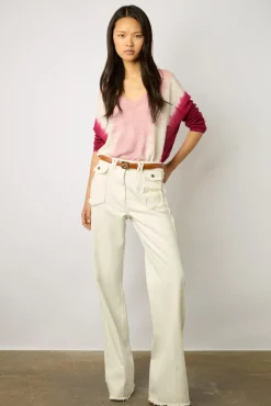 Pull V Tie And Dye En Lin Rose Vif - Lamy<Gerard Darel New