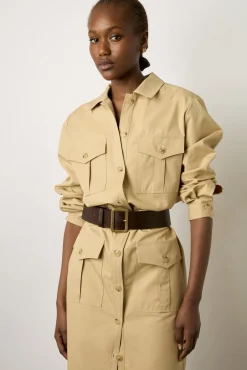 Robe Chemise En Coton Sable - Eleni<Gerard Darel Sale