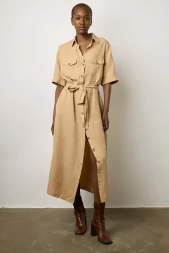 Robe Chemise Unie Sable - Estille<Gerard Darel Outlet