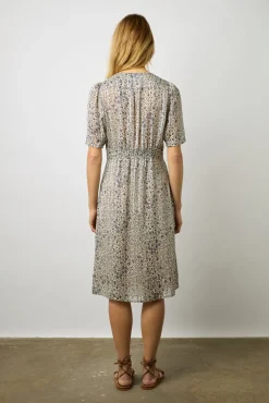 Robe Cintree A Fleurs Lurex Ecru - Elichevy<Gerard Darel Best