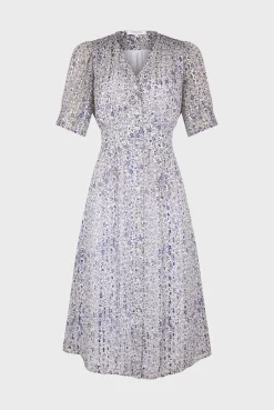 Robe Cintree A Fleurs Lurex Ecru - Elichevy<Gerard Darel Best