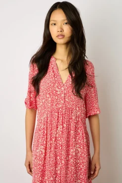 Robe Courte A Fleurs Corail - Ennalita<Gerard Darel Clearance