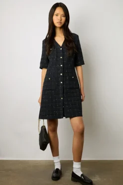 Robe Courte En Tweed Marine - Elenita<Gerard Darel Discount